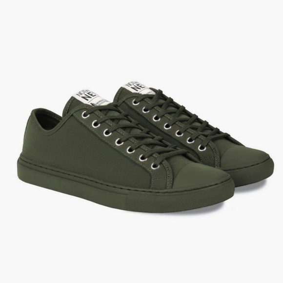 Nothing New Olive Green Canvas Classic Low Top Sneakers - Picture 4 of 14